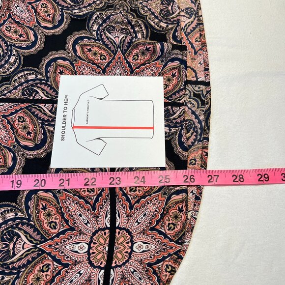 💼Tommy Hilfiger Paisley Top Size L Classic & Chic black Navy Coral pink - Picture 9 of 11